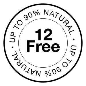A graphic that reads "12 free" and "up to 90% natural"