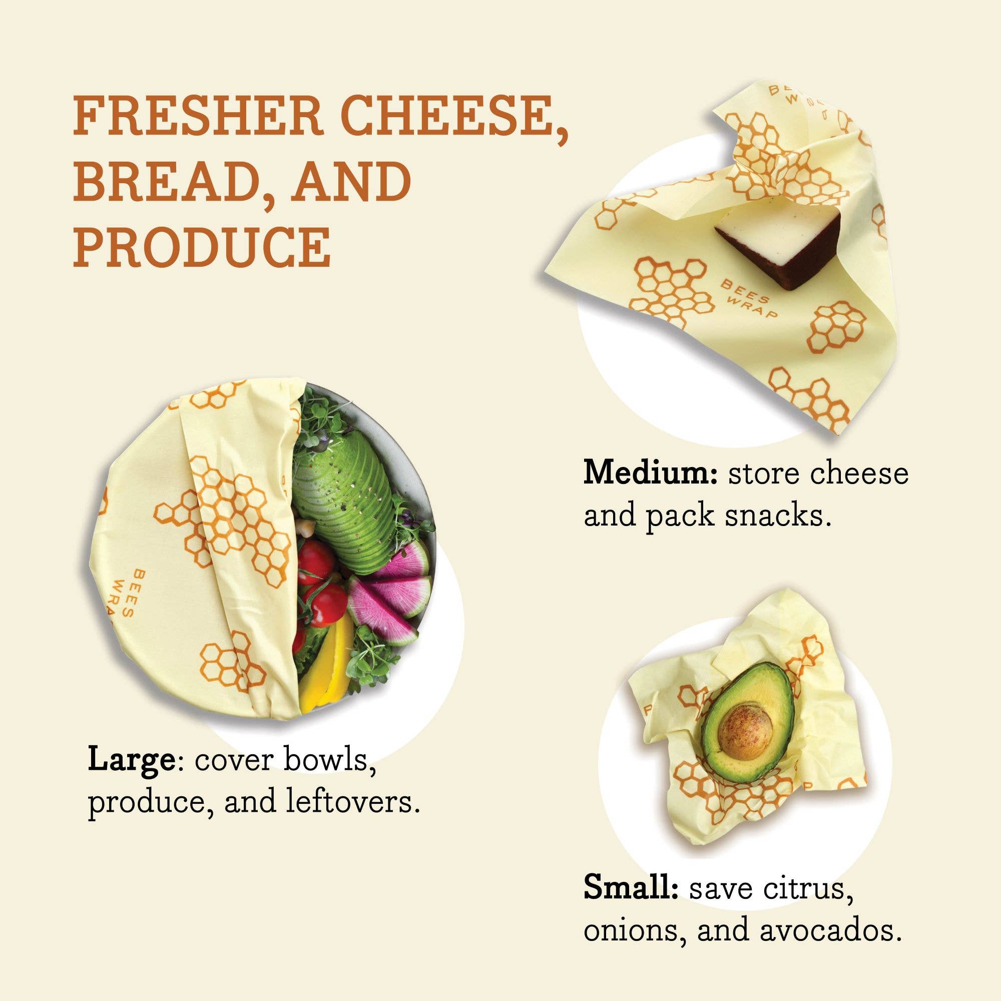 Bee's Wrap | Reusable Food Wrap 3 Pack - Honeycomb