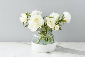 White Colorblock Recycled Glass Vase