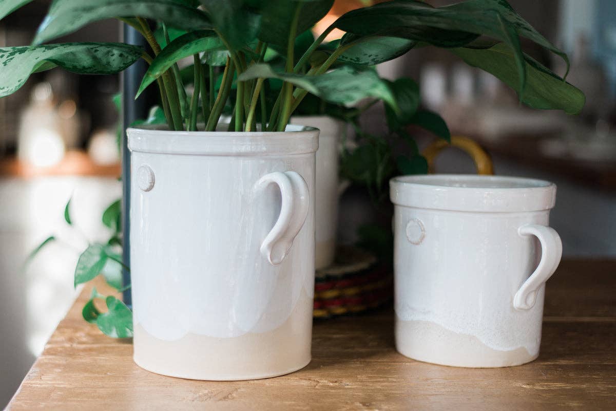 White European Clay Handthrown Crock