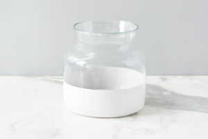 White Colorblock Recycled Glass Vase