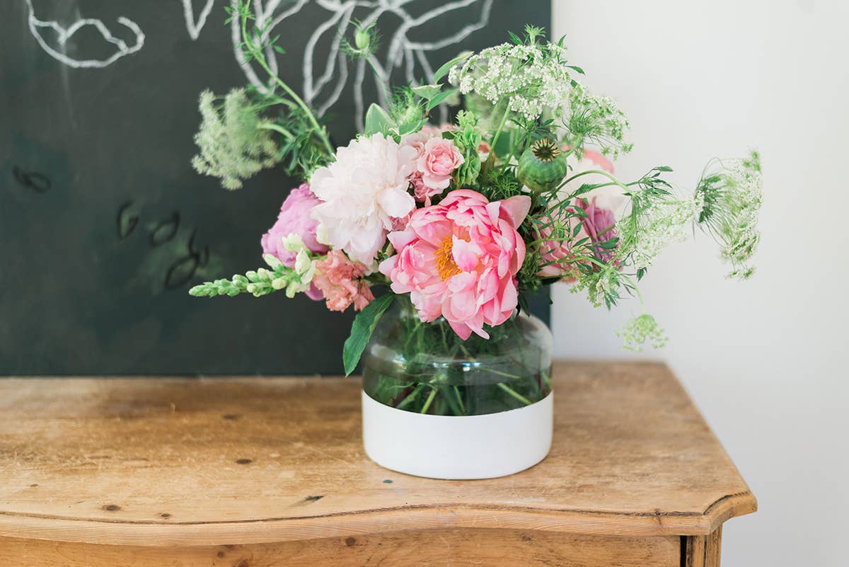 White Colorblock Recycled Glass Vase