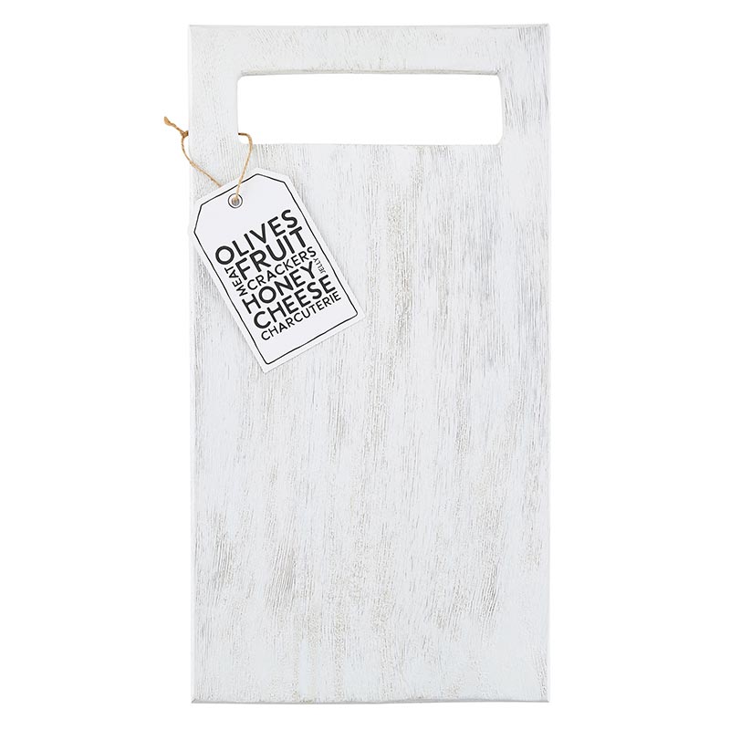 White mango wood board for charcuterie, fruit and cheese