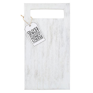 White mango wood board for charcuterie, fruit and cheese