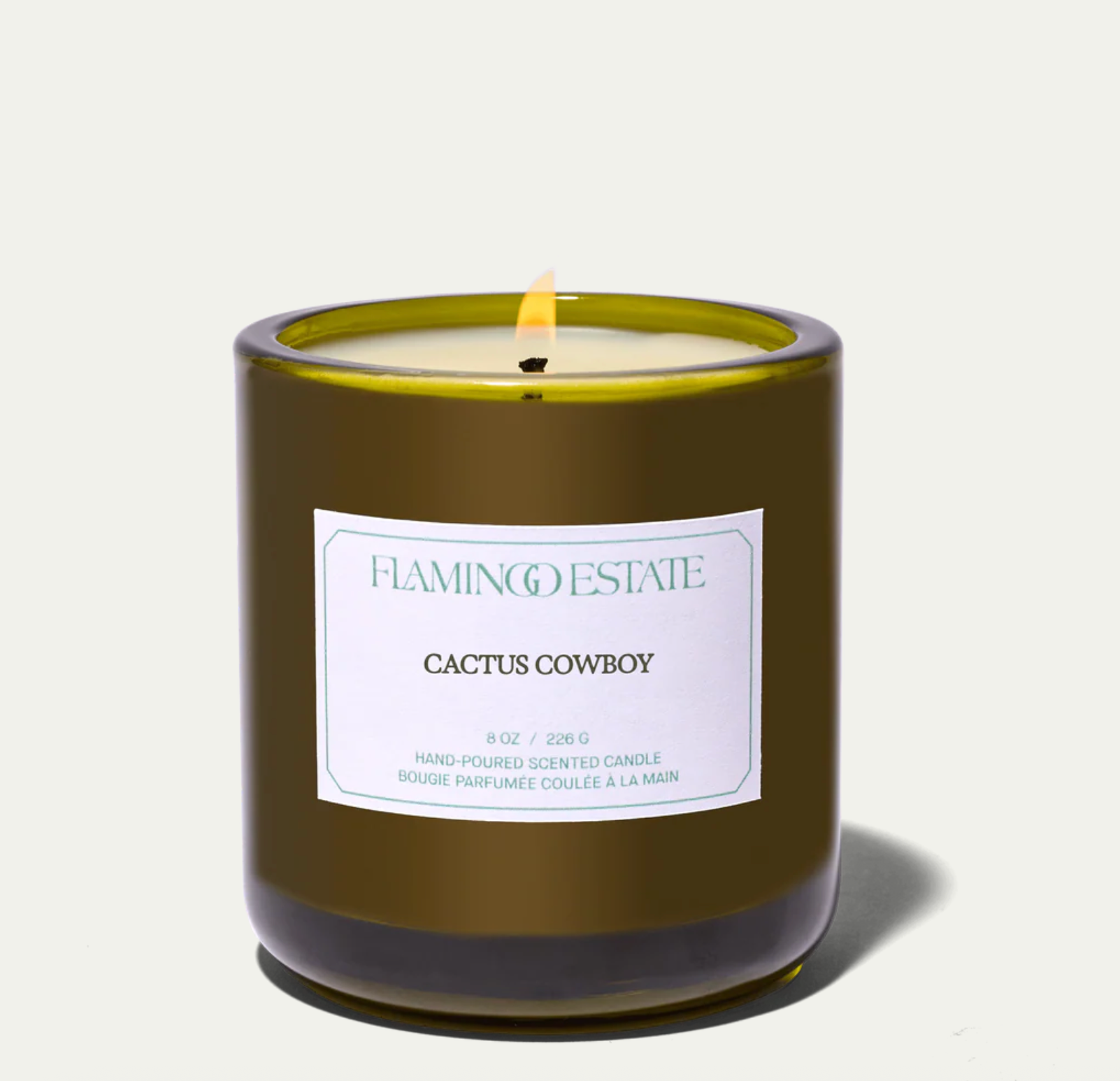 Candle with a label on a white background