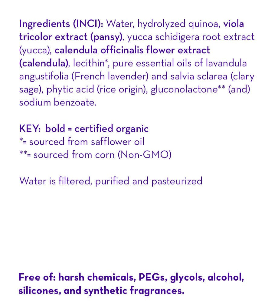 List of ingredients with a white background