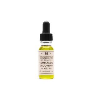 A bottle of commando grooming oil. 