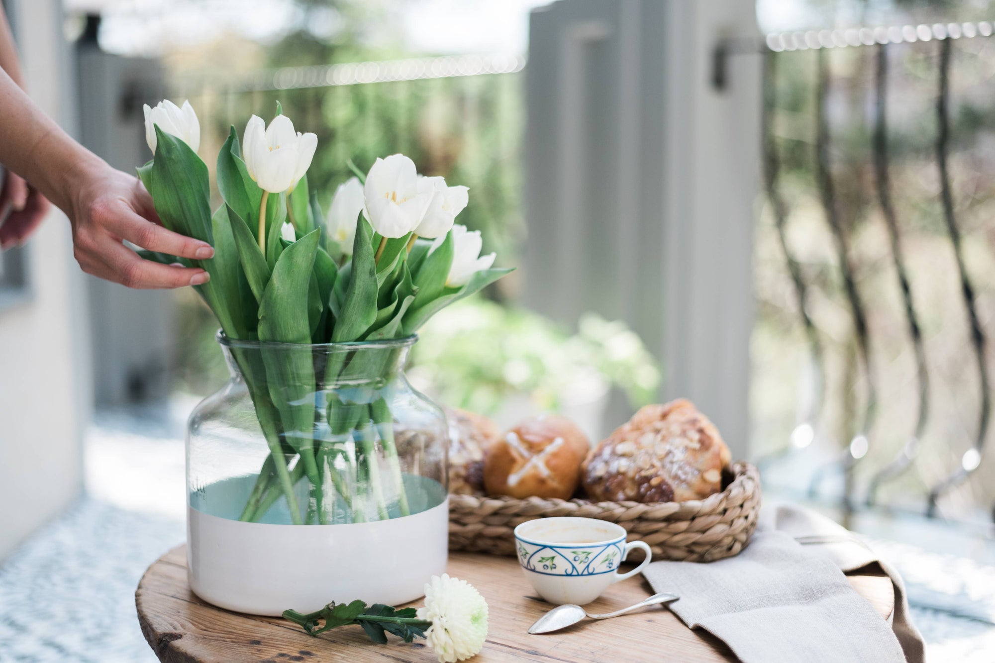 White Colorblock Recycled Glass Vase