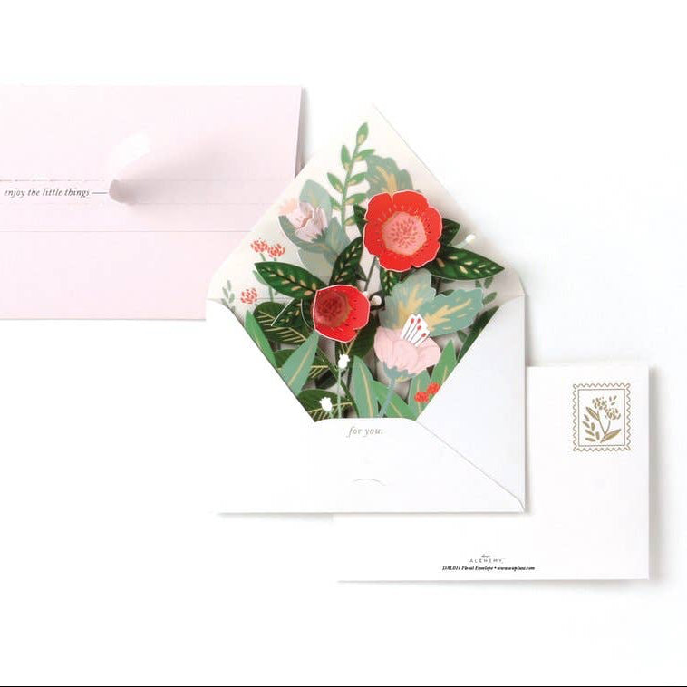 Floral card with matching envelope on a white background