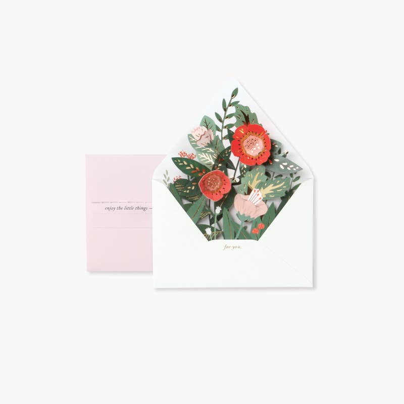 Floral card with matching envelope on a white background