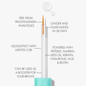 The Sweed eyelash serum is free from prostaglandin analogues, can be used for brows, and is powered with peptides, pumpkin seed oil, keratin, hyaluronic acid and biotin. It delivers longer and fuller lashes in 28 days, with a gloss effect and lifted curl.