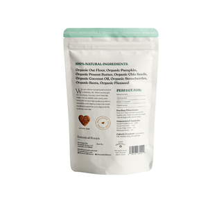 A bag of love bites dog treats, made by botanical bones