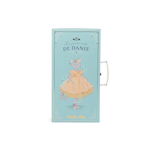 A blue Moulin Roty De Dansę box with a ballerina mouse on the cover. 
