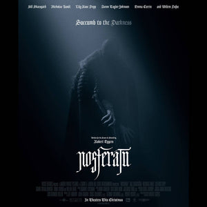 Dark movie poster with a hooded figure and text