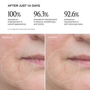 Before and after pictures of a person who has used the Plum Beauty Oil. 