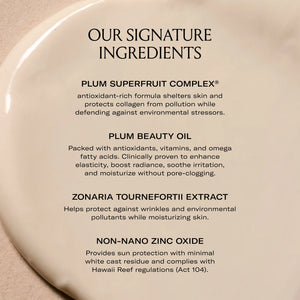 An infographic with the ingredients for the Le Prunier Plumscreen. 