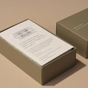 A green box with a written message about eco friendly practices. 