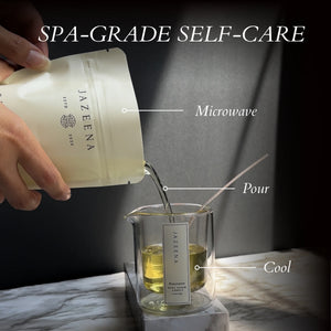 To use your body serum refill, just microwave, pour, and cool