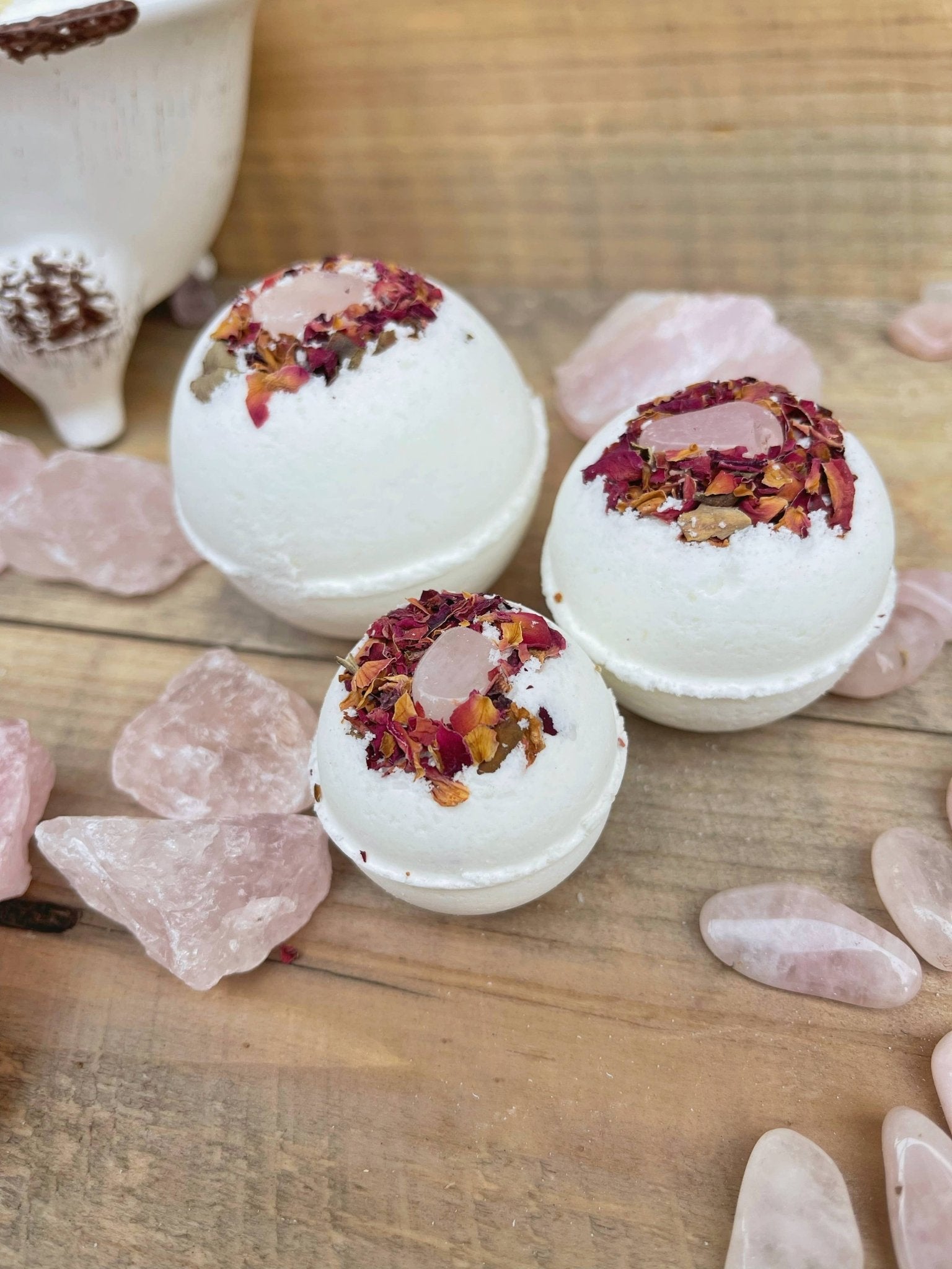 Rose Quartz & Rose Bath Bomb - The Shop at Good Condition