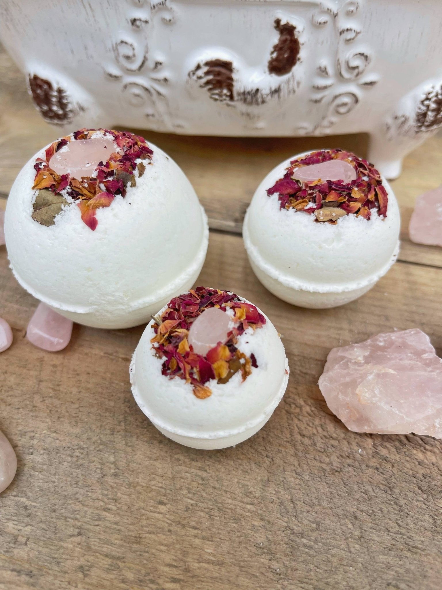 Rose Quartz & Rose Bath Bomb - The Shop at Good Condition