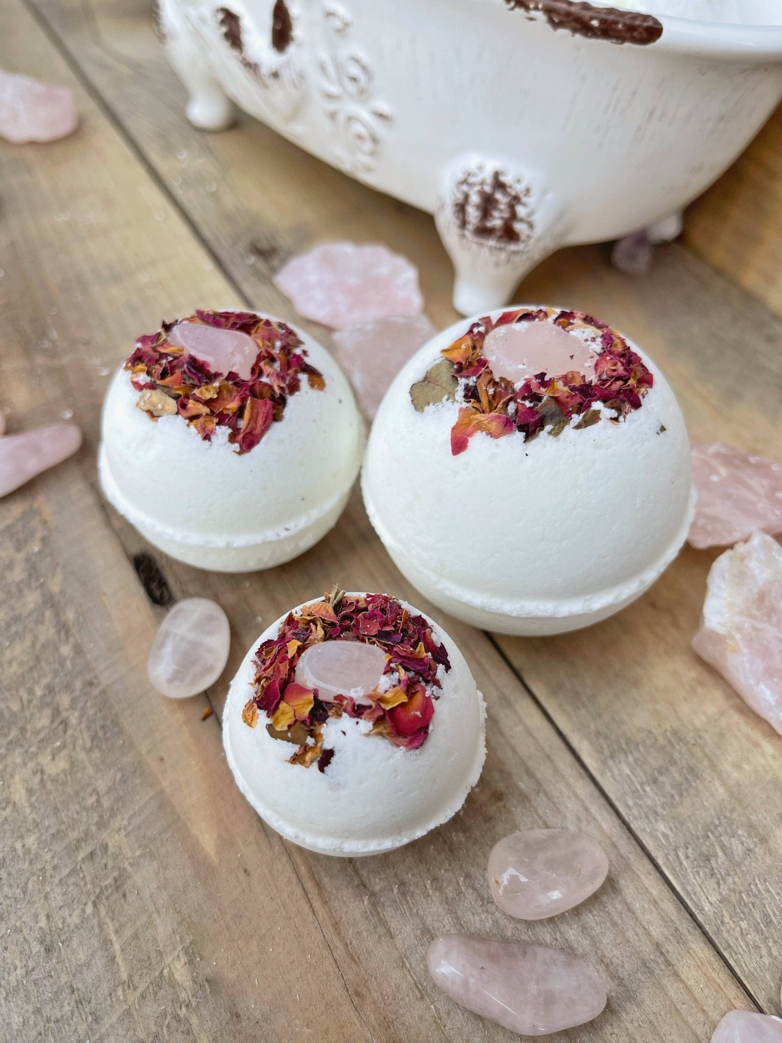 Rose Quartz & Rose Bath Bomb - The Shop at Good Condition