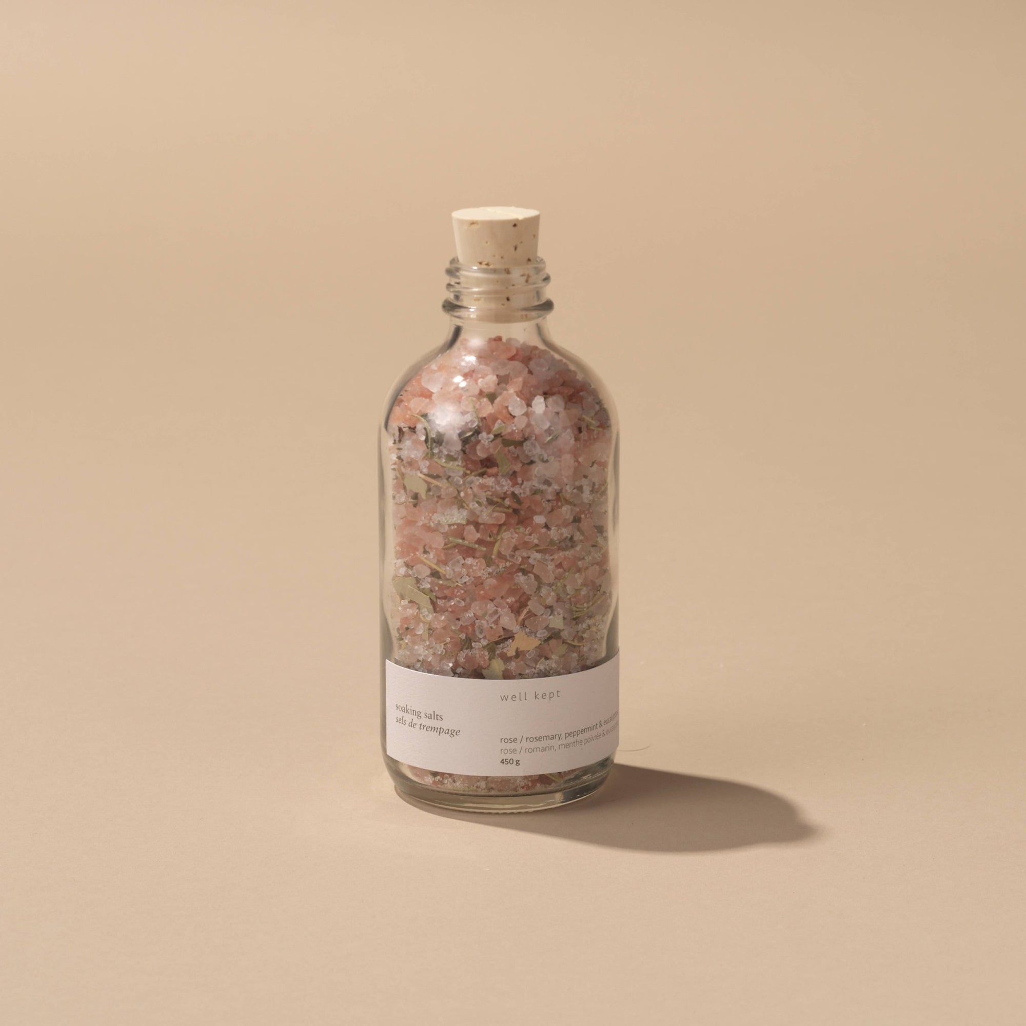A bottle of Well Kept Soaking Salts - Rose 