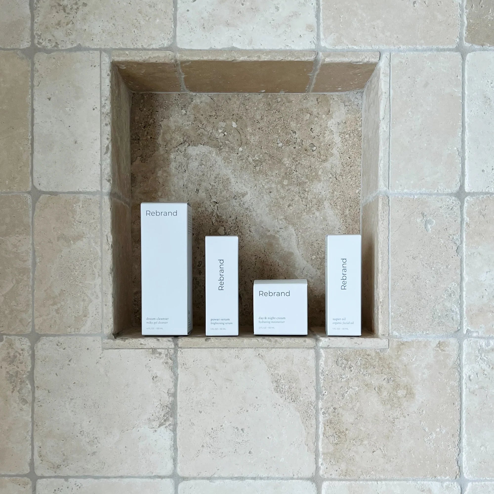 Four white boxes labeled 'Rebrand' and 'Nubian' in a stone alcove.