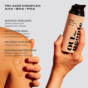 A bottle of Oui the People resurfacing body serum, winner of the 2022 Cosmopolitan Holy Grail Beauty Award