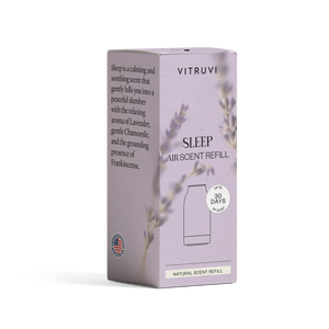 Vitruvi Sleep air scent refill packaging on a white background