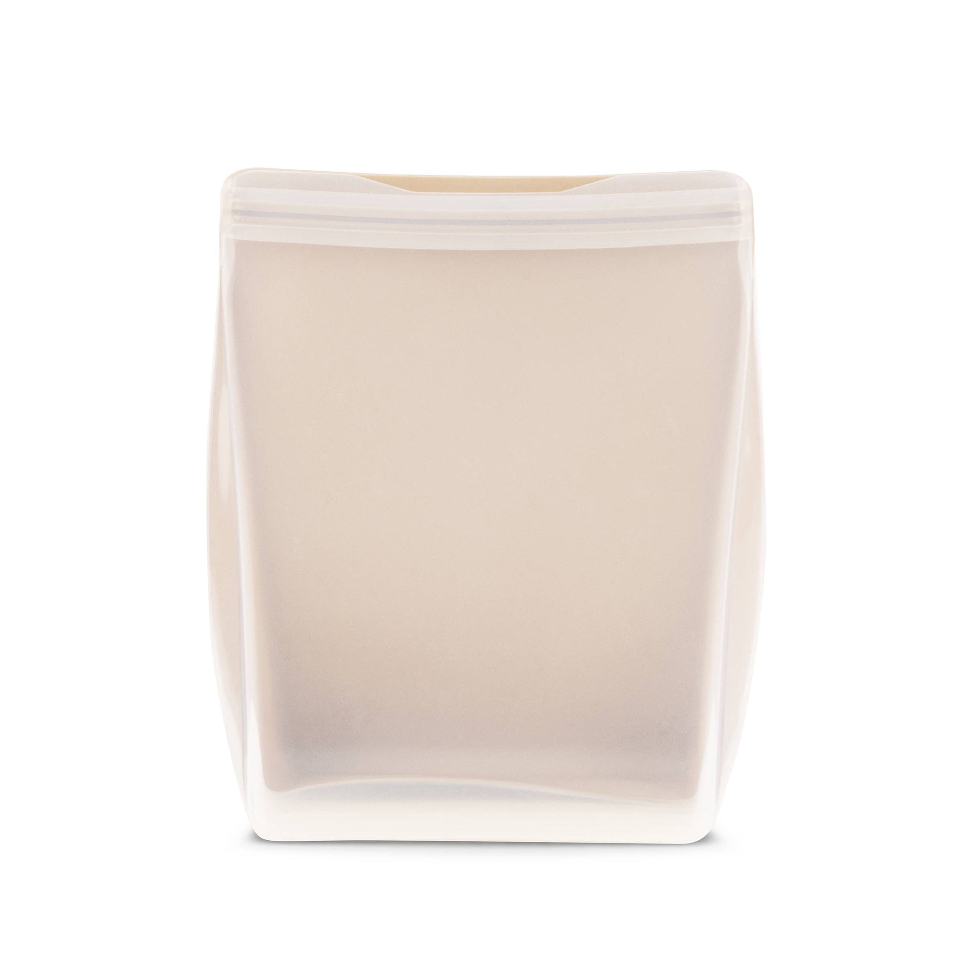 A brown and clear W & P Standup bag. 