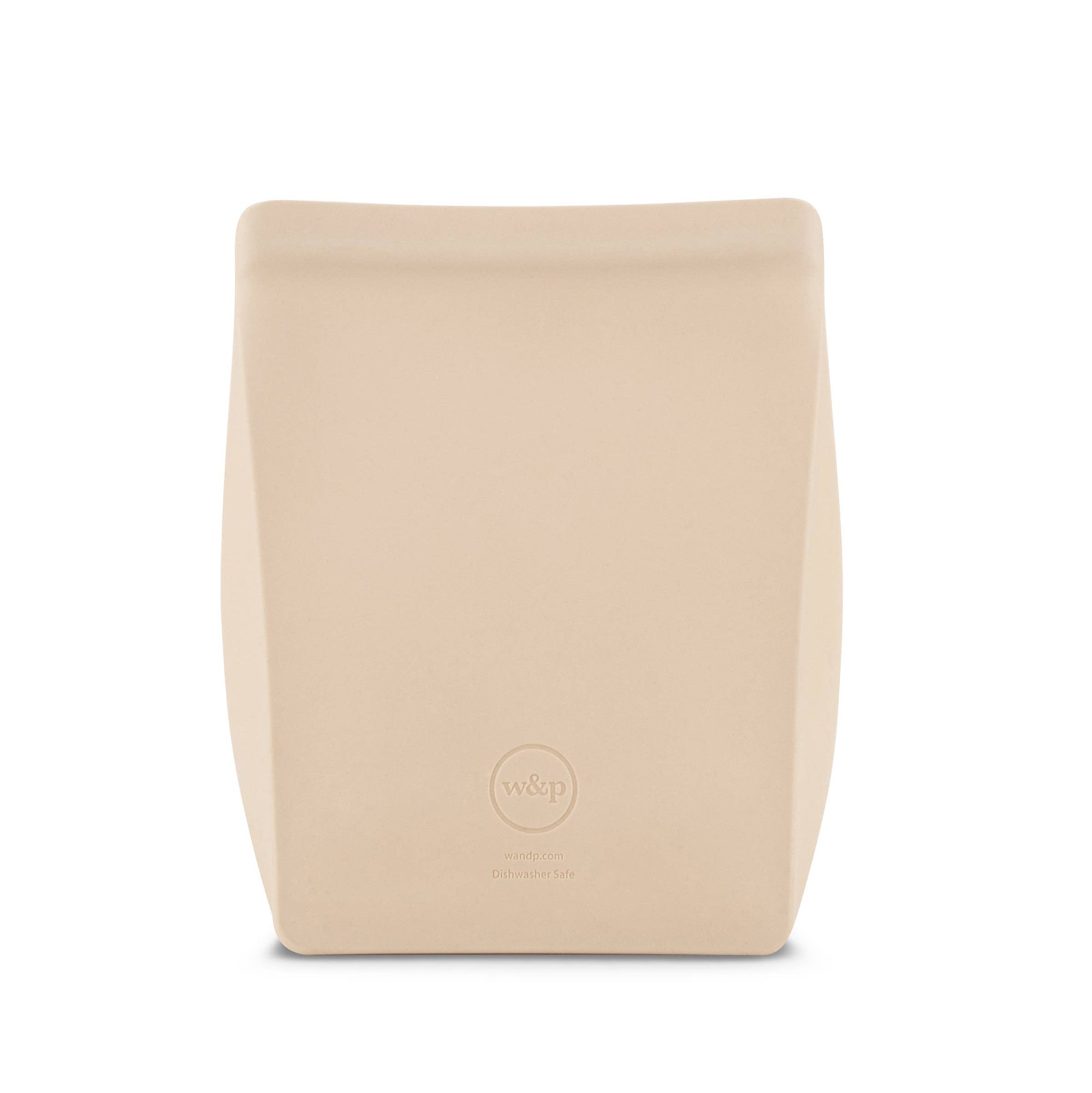 A reusable stand up bag on a white background. 
